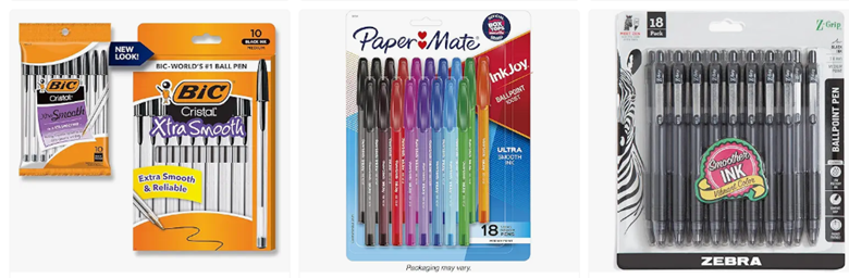 A set of pens in a package
Description automatically generated